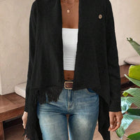 Erva | Strickjacke mit Fransen und Knöpfen