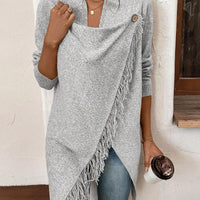 Erva | Strickjacke mit Fransen und Knöpfen