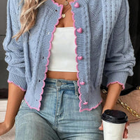 Fena | Damenstrickjacke mit kontrastierenden Bündchen