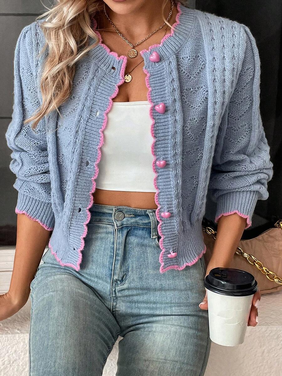 Fena | Damenstrickjacke mit kontrastierenden Bündchen