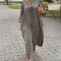 Bess | Leinenmischung Kaftankleid mit Knopfleiste