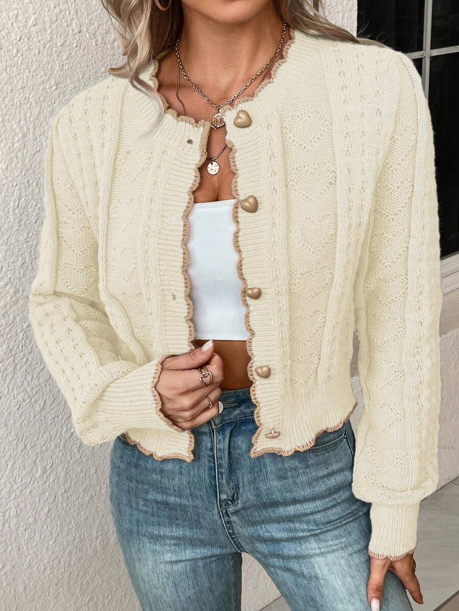 Fena | Damenstrickjacke mit kontrastierenden Bündchen