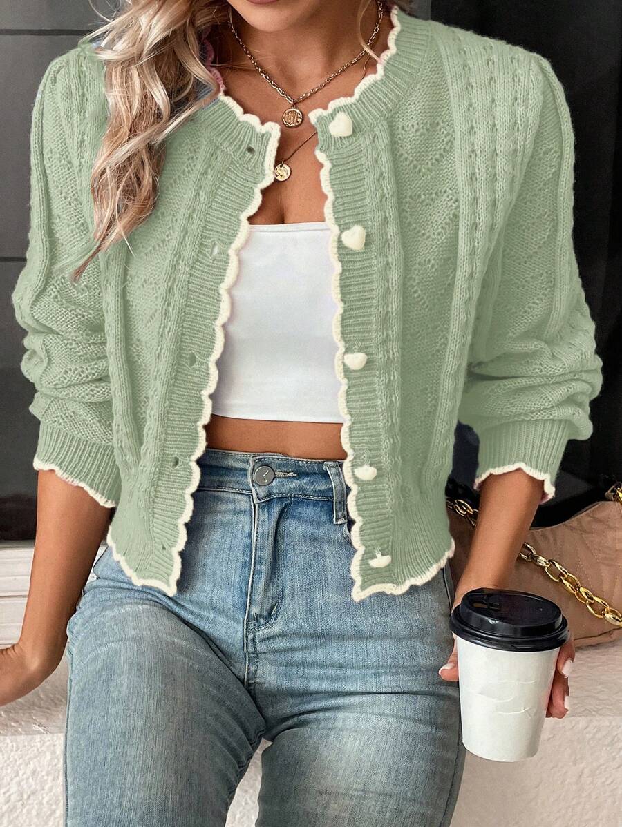 Fena | Damenstrickjacke mit kontrastierenden Bündchen