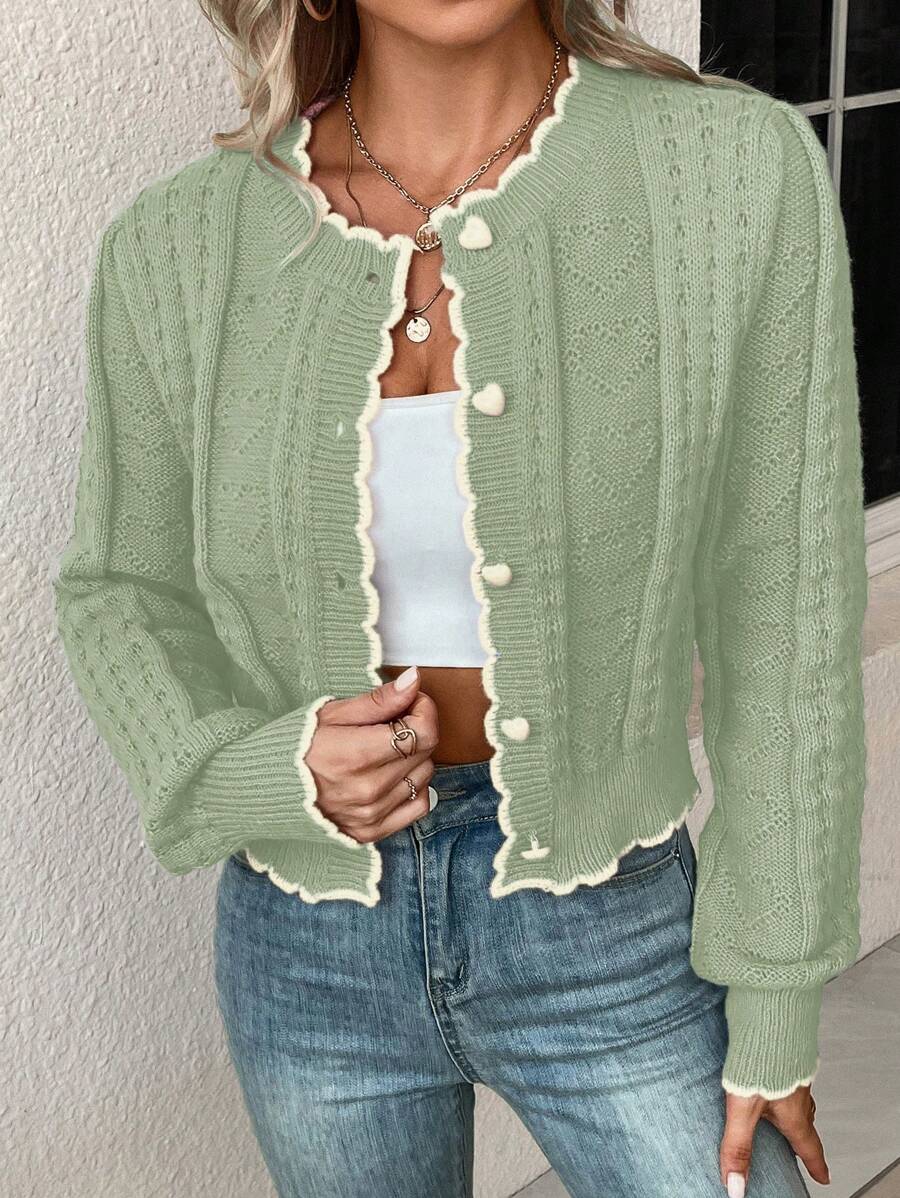 Fena | Damenstrickjacke mit kontrastierenden Bündchen