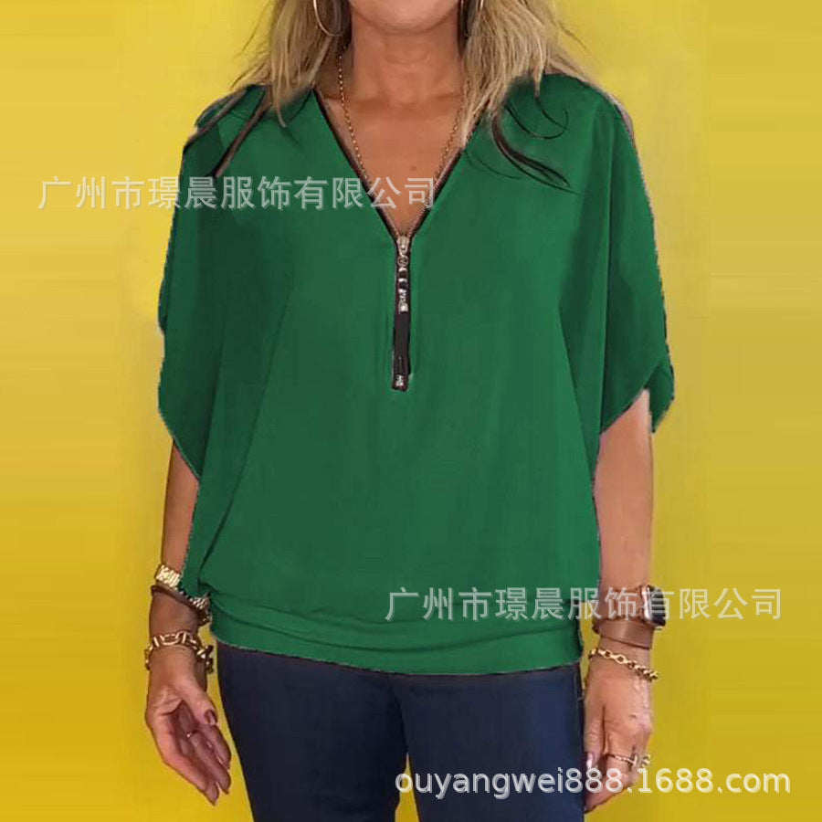 Shine | Elegantes Blusenshirt mit Reißverschluss