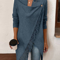 Erva | Strickjacke mit Fransen und Knöpfen