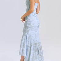 Charleigh | blaues Kleid mit floralem Glockenblumen-Design