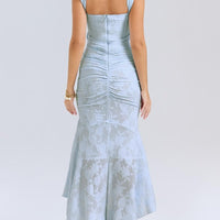 Charleigh | blaues Kleid mit floralem Glockenblumen-Design