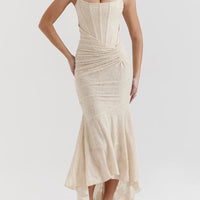 Charleigh | blaues Kleid mit floralem Glockenblumen-Design