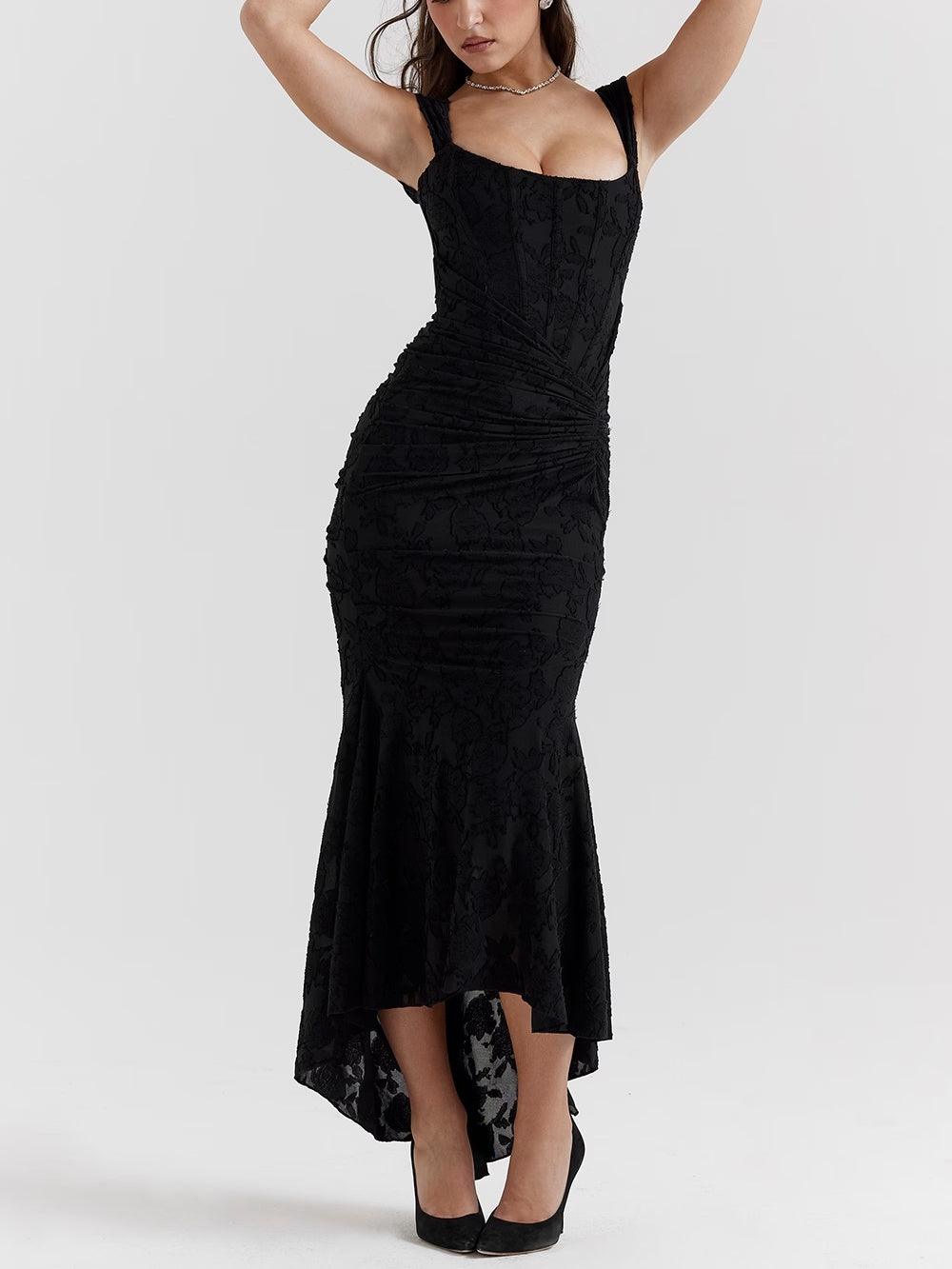 Charleigh | blaues Kleid mit floralem Glockenblumen-Design