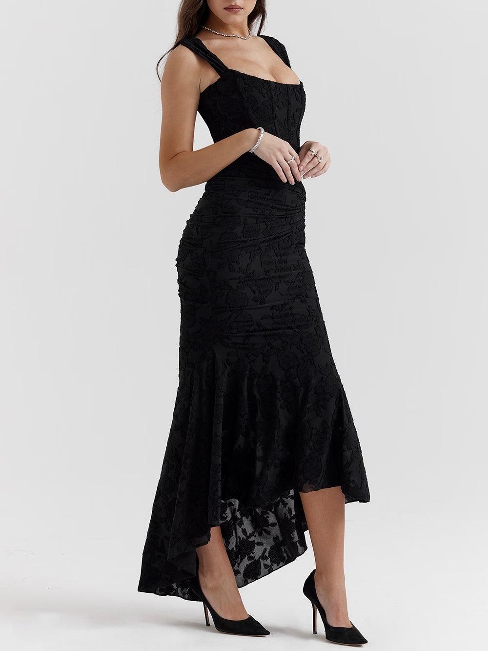 Charleigh | blaues Kleid mit floralem Glockenblumen-Design