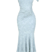 Charleigh | blaues Kleid mit floralem Glockenblumen-Design