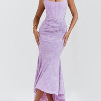 Charleigh | blaues Kleid mit floralem Glockenblumen-Design