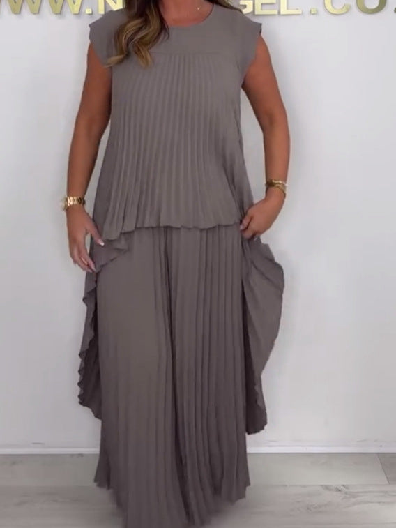 Janey | Zweiteiliges Plissee-Set: Mehrlagiges Oberteil und Hose