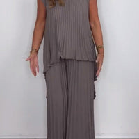 Janey | Zweiteiliges Plissee-Set: Mehrlagiges Oberteil und Hose