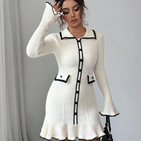 Evalyn | Elegantes Strickkleid mit Vintage-Kragen