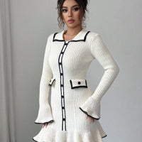 Evalyn | Elegantes Strickkleid mit Vintage-Kragen