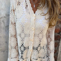 Olive | Damen Strickjacke mit langen Ärmeln