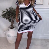 Lerna | Kleid V-Ausschnitt gestreift
