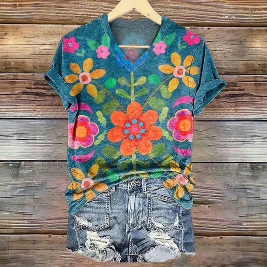 Polen | Boho T-Shirt mit Blumenmuster