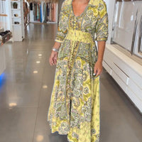 Miriam | Stylisches Urlaubskleid mit V-Ausschnitt und 3/4-Ärmeln