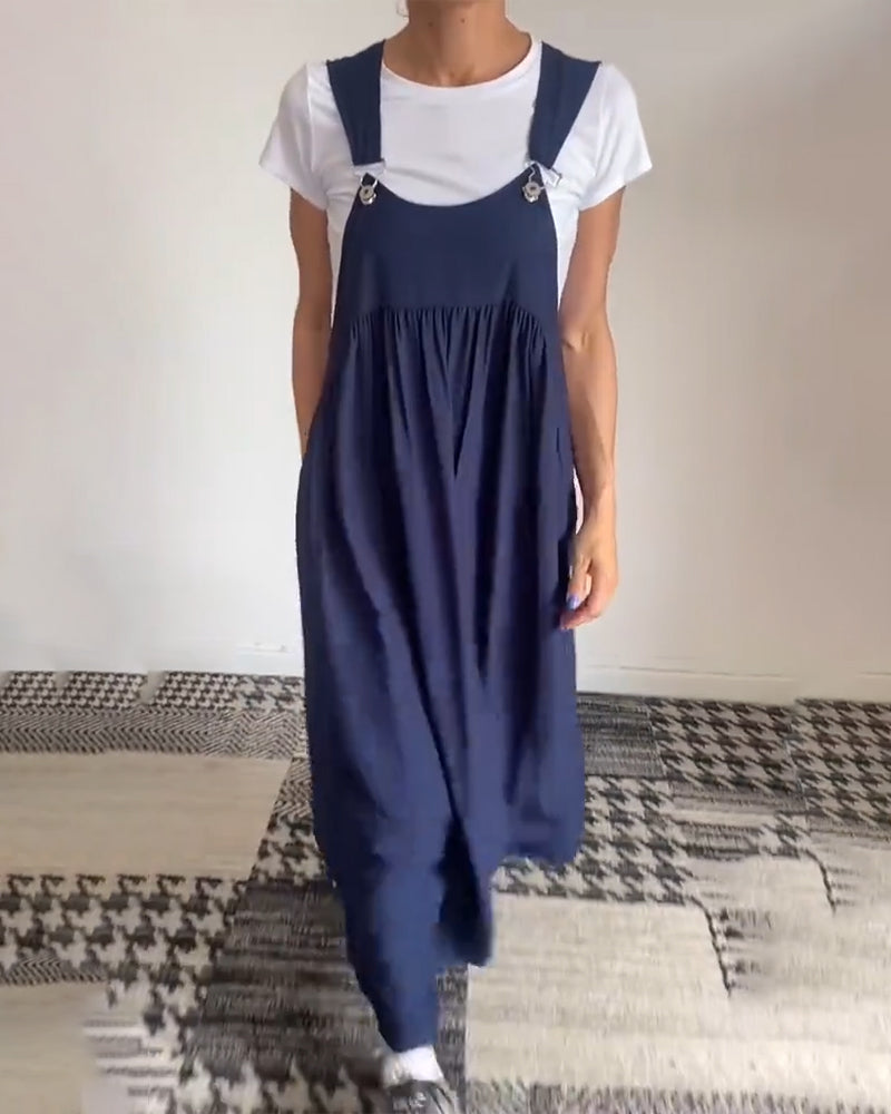 Molly | Lässiges einfarbiges Kleid mit Hosenträgern