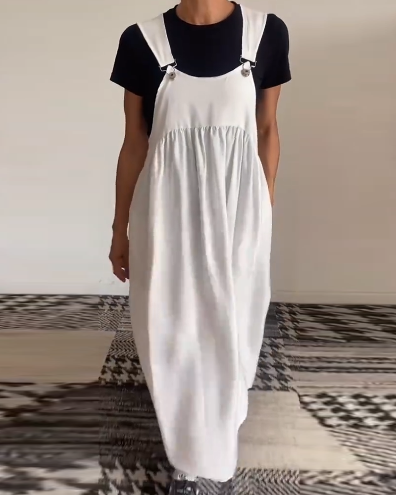 Molly | Lässiges einfarbiges Kleid mit Hosenträgern