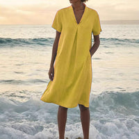 Bela | Kleid mit V-Ausschnitt und Taschen