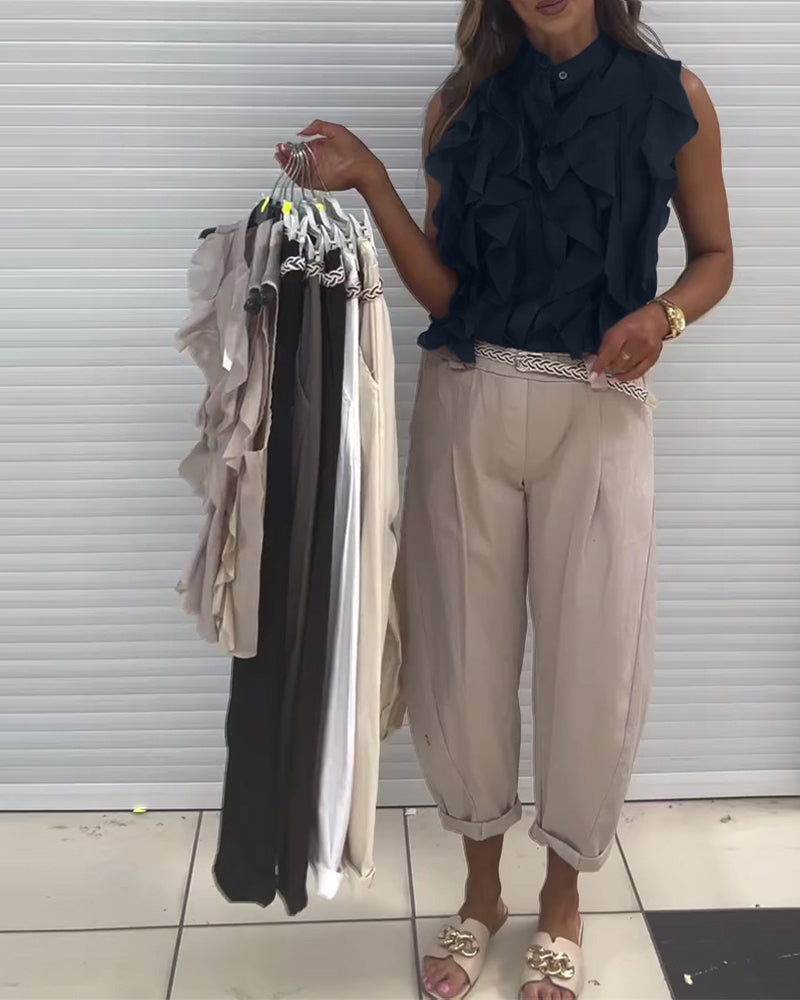 Alexa | modisches ärmelloses Top mit Designer-Akzent