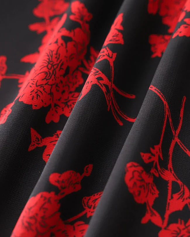 Gavia | Geblümtes Midikleid mit Rüschen und Bindeband