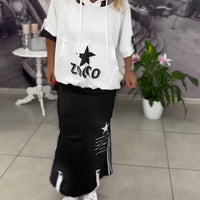 Hasela | Set mit Kapuze Kordelzug bedruckter Rock