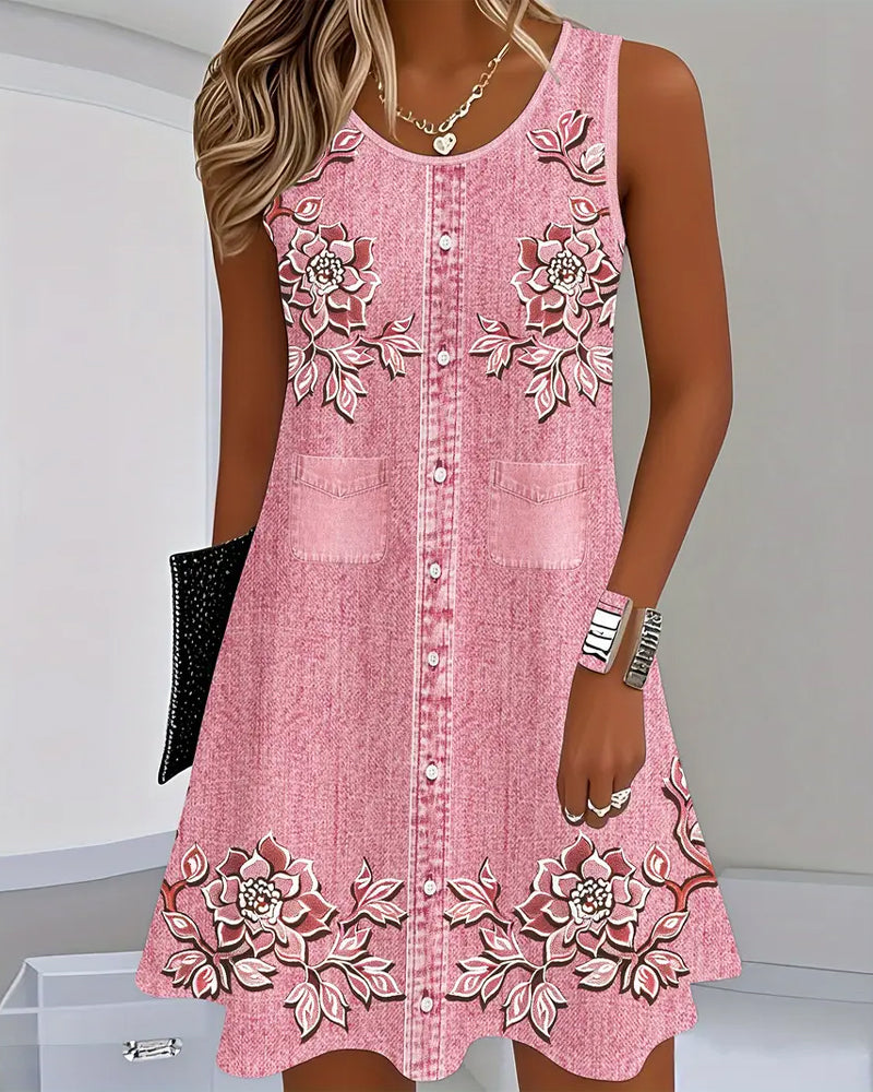 Lauren | zeitloses ärmelloses Kleid aus Kunstdenim für entspannte Tage