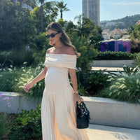 Carlyn | Plissiertes Umstands-Maxikleid