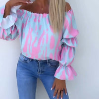 Lia | Bunt bedrucktes One-Shoulder-Freizeittop für Damen