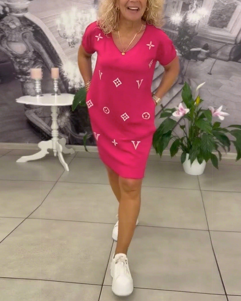 Hana | Kleid Mode V-Ausschnitt Kurzärmelig