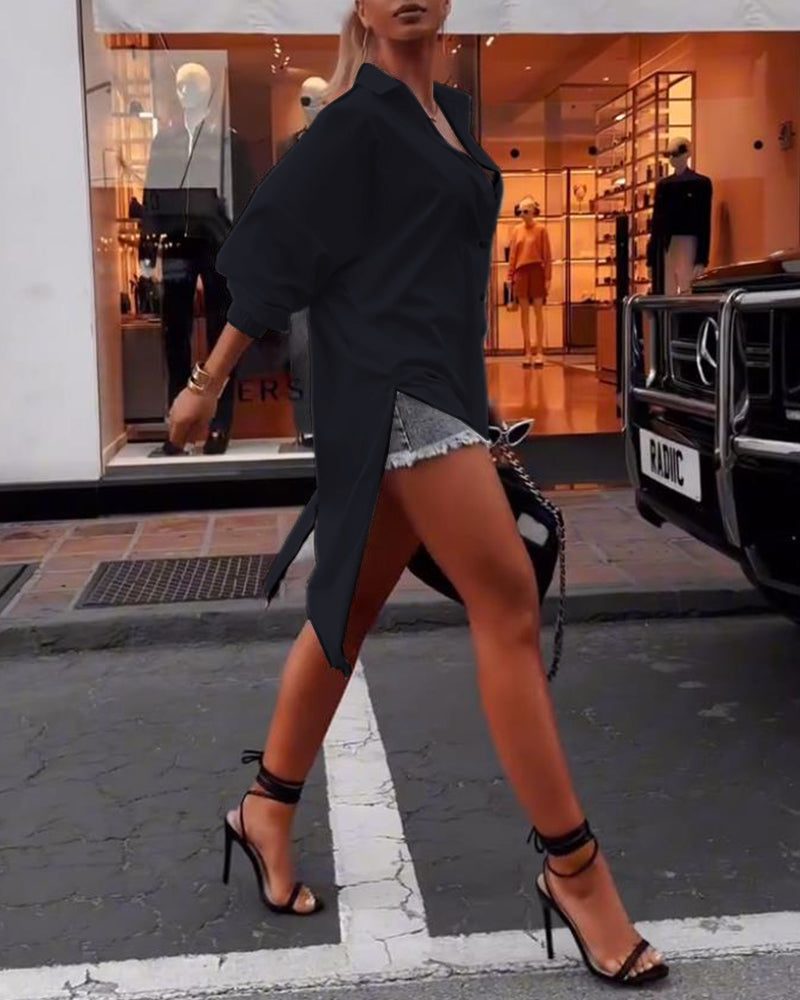 Shanlene | Einfarbiges Freizeithemd