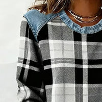 Carlen | Stilvolles Sweatshirt mit Patchwork-Karomuster