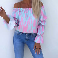 Lia | Bunt bedrucktes One-Shoulder-Freizeittop für Damen