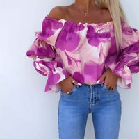 Lia | Bunt bedrucktes One-Shoulder-Freizeittop für Damen