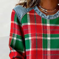 Carlen | Stilvolles Sweatshirt mit Patchwork-Karomuster