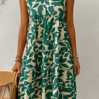 Myre | Gestuftes Kleid mit Blätterdruck