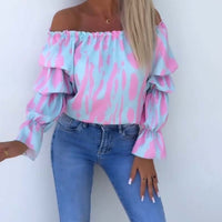 Lia | Bunt bedrucktes One-Shoulder-Freizeittop für Damen