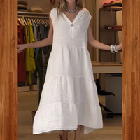 Aromea | Locker geschnittenes ärmelloses Kleid mit Knopfleiste