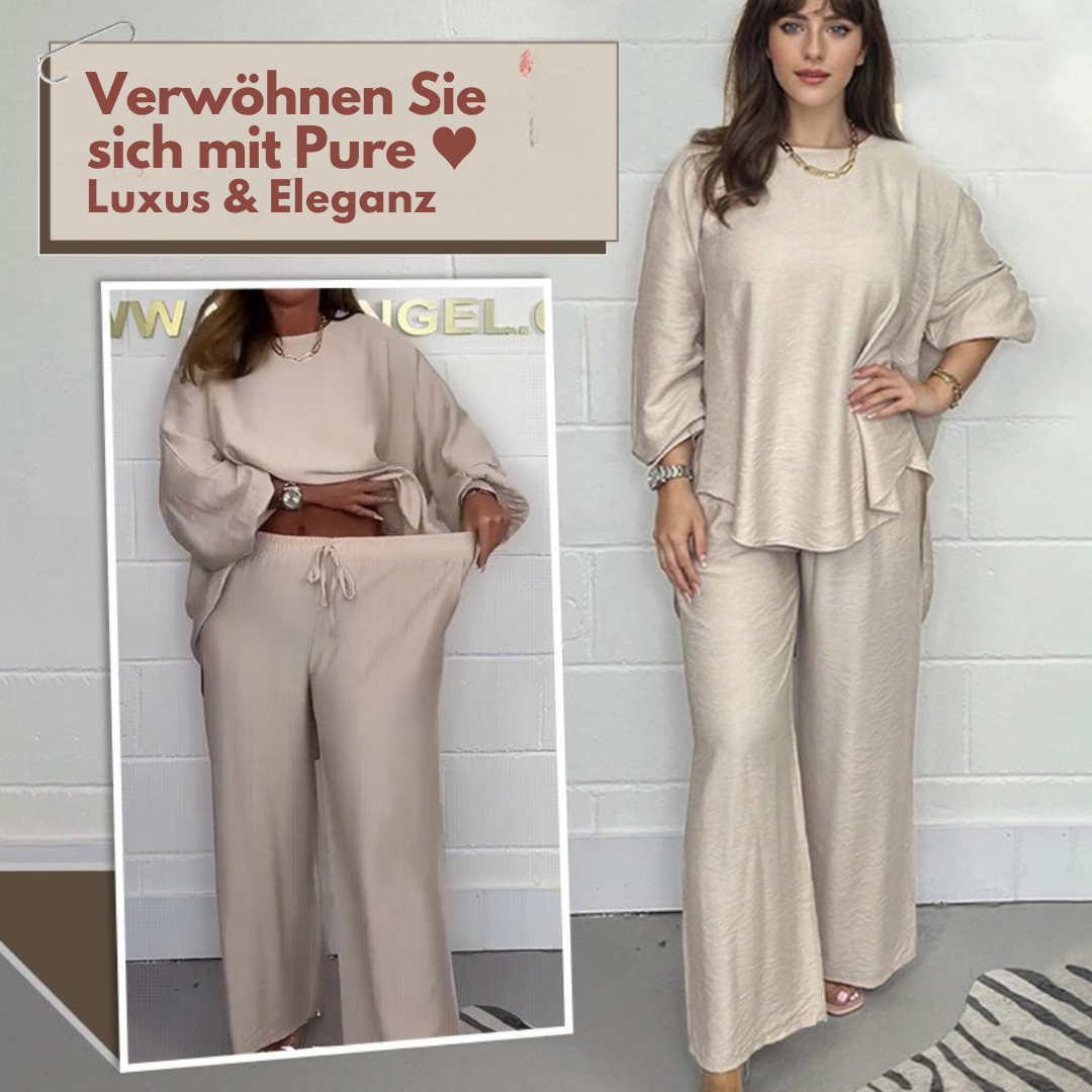 Greicy | Set aus fließendem Oberteil und weit geschnittener Hose