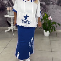 Hasela | Set mit Kapuze Kordelzug bedruckter Rock