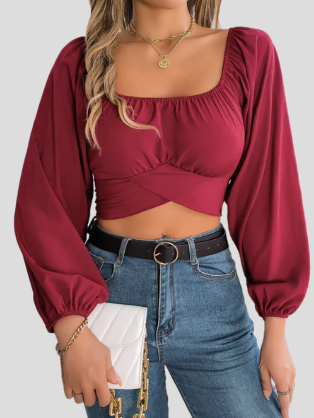 Liliana | Eleganter Midriff mit Laternenärmeln