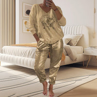 Jairah | Glamouröses Zweiteiler-Set mit Goldglanz