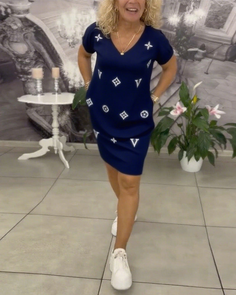 Hana | Kleid Mode V-Ausschnitt Kurzärmelig