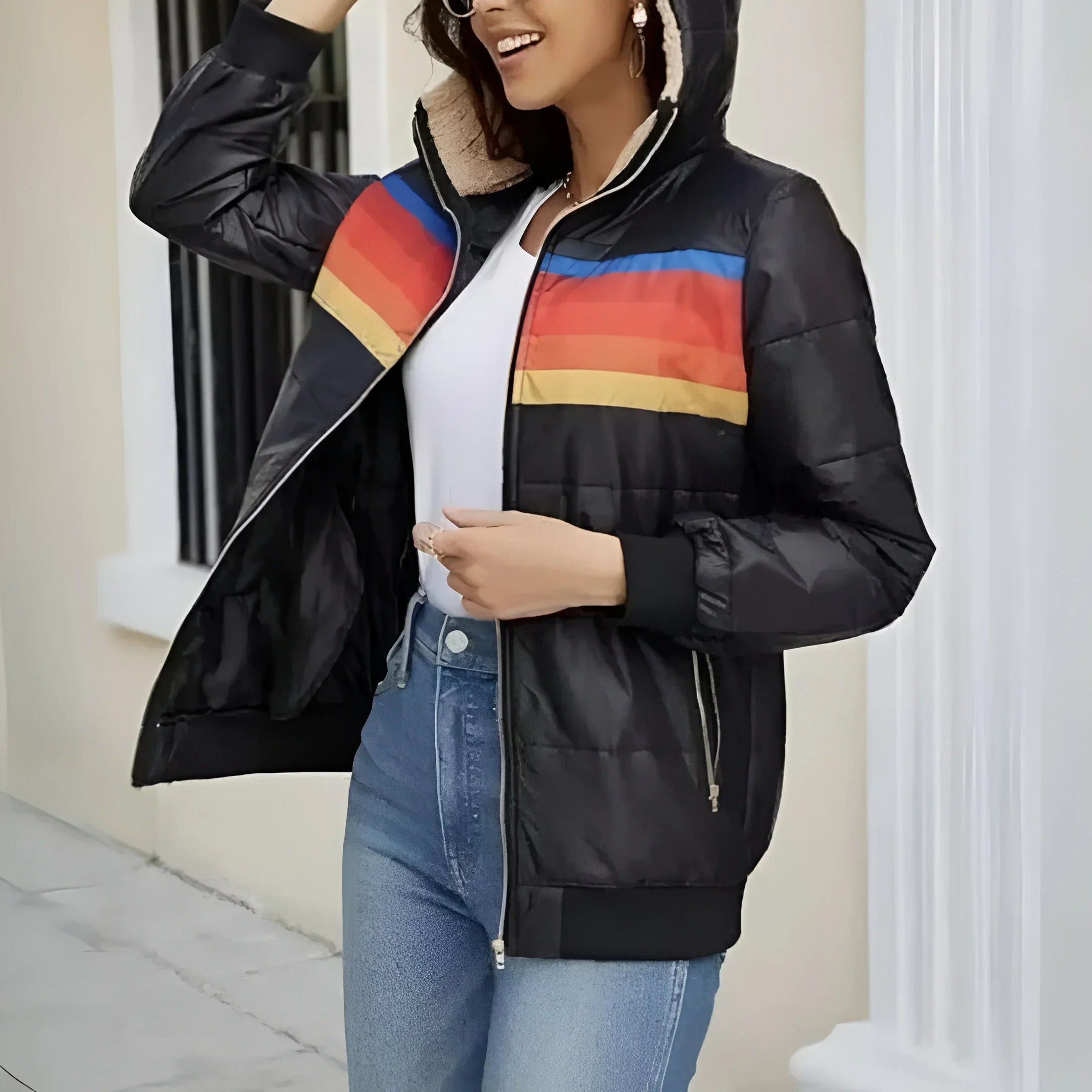 Shara | Gestreifter Sport-Hoodie