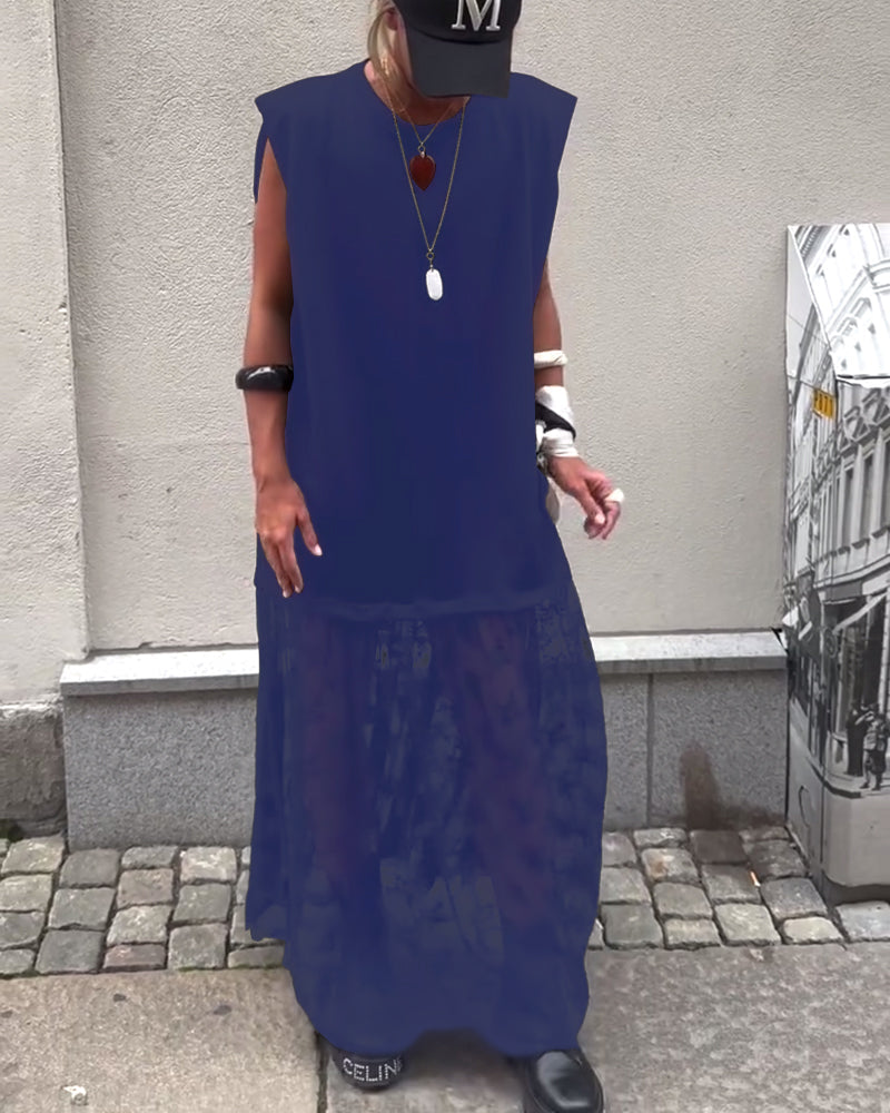 Milani | Patchwork Kleid, ärmellos & aus Mesh